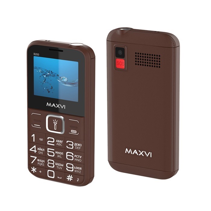 Сотовый телефон Maxvi B200, 2", 0.3 Мп, 2 sim, microSD, FM, фонарик, 1400 мАч, коричневый - фото 51396792 Сотовый телефон Maxvi B200, 2", 0.3 Мп, 2 sim, microSD, FM, фонарик, 1400 мАч, коричневый - фото 51396792