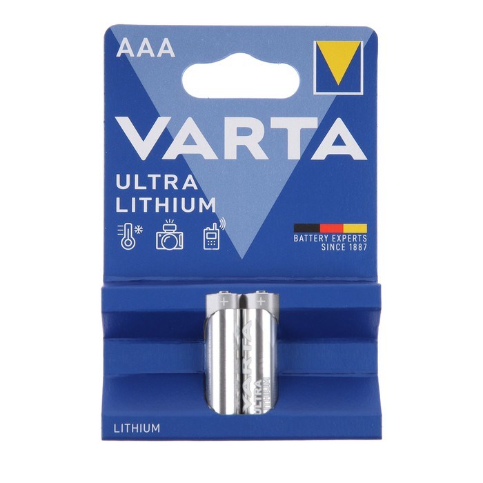 Батарейка литиевая Varta ULTRA, AAA, FR10G445, 1.5 В, блистер, 2 шт. - фото 51396929 Батарейка литиевая Varta ULTRA, AAA, FR10G445, 1.5 В, блистер, 2 шт. - фото 51396929