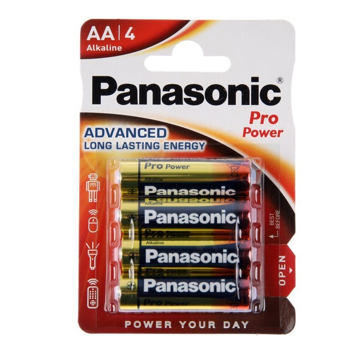 Батарейка алкалиновая Panasonic PRO Power, AA, LR06-4BL, 1.5В, блистер, 4 шт. - фото 51397212 Батарейка алкалиновая Panasonic PRO Power, AA, LR06-4BL, 1.5В, блистер, 4 шт. - фото 51397212