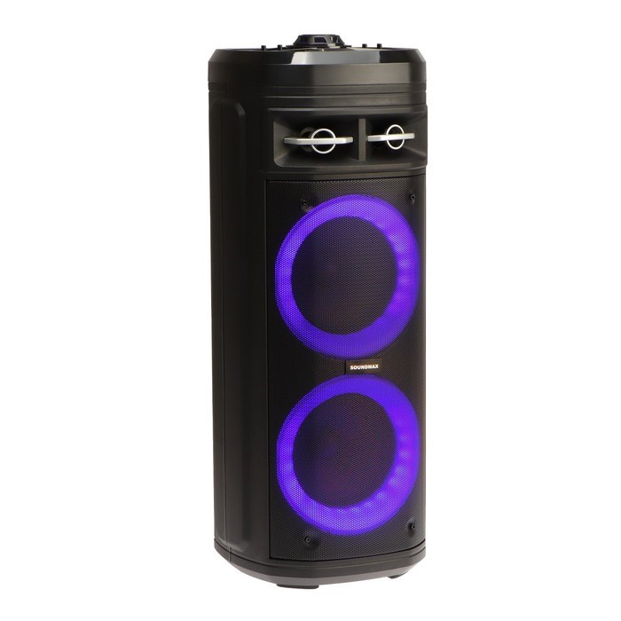 Портативная колонка Soundmax SM-MS4207, 80Вт, 3600мАч, FM, BT, USB, TWS, подсветка, черная - фото 51397247 Портативная колонка Soundmax SM-MS4207, 80Вт, 3600мАч, FM, BT, USB, TWS, подсветка, черная - фото 51397247