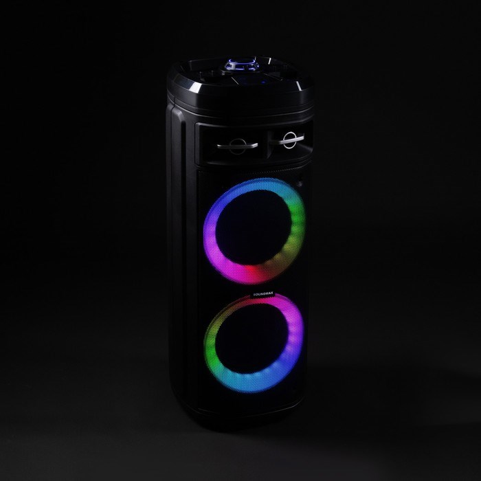 Портативная колонка Soundmax SM-MS4207, 80Вт, 3600мАч, FM, BT, USB, TWS, подсветка, черная - фото 51397251 Портативная колонка Soundmax SM-MS4207, 80Вт, 3600мАч, FM, BT, USB, TWS, подсветка, черная - фото 51397251