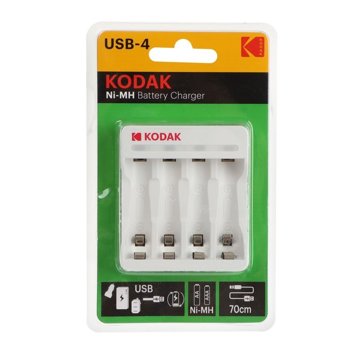 Зарядное устройство Kodak C8002B, для аккумуляторов 4хAA/AAA, USB, белое - фото 51397412 Зарядное устройство Kodak C8002B, для аккумуляторов 4хAA/AAA, USB, белое - фото 51397412
