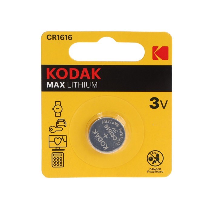 Батарейка литиевая Kodak Max, CR1616-1BL, 3В, блистер, 1 шт. - фото 51397422 Батарейка литиевая Kodak Max, CR1616-1BL, 3В, блистер, 1 шт. - фото 51397422