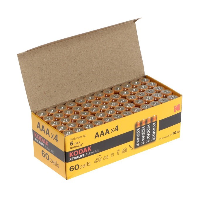 Батарейка алкалиновая Kodak Xtralife, AAA, LR03-60BOX, 1.5В, бокс, 60 шт. - фото 51397438 Батарейка алкалиновая Kodak Xtralife, AAA, LR03-60BOX, 1.5В, бокс, 60 шт. - фото 51397438