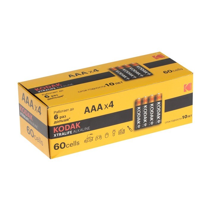 Батарейка алкалиновая Kodak Xtralife, AAA, LR03-60BOX, 1.5В, бокс, 60 шт. - фото 51397440 Батарейка алкалиновая Kodak Xtralife, AAA, LR03-60BOX, 1.5В, бокс, 60 шт. - фото 51397440