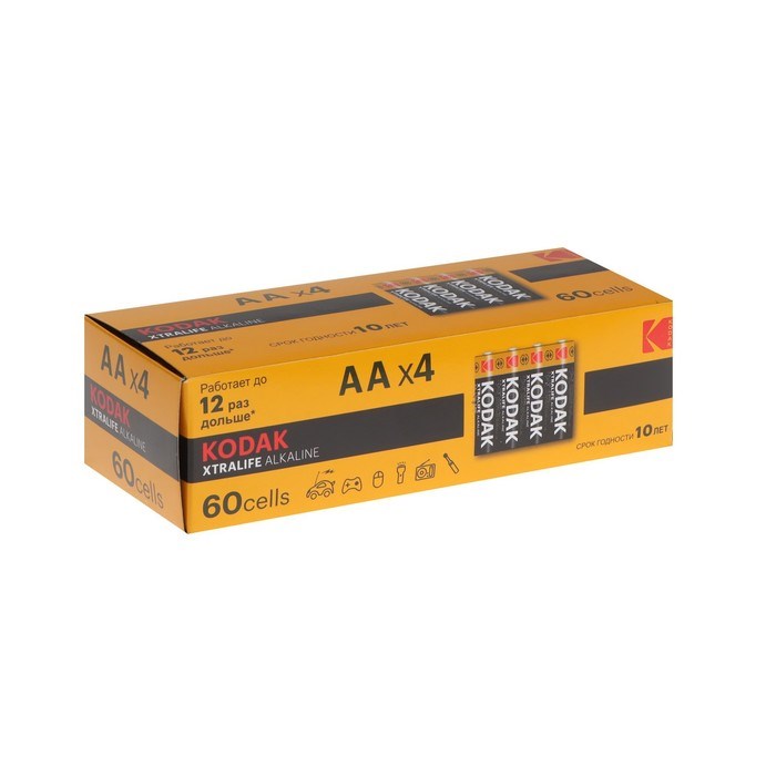 Батарейка алкалиновая Kodak Xtralife, AA, LR6-60BOX, 1.5В, бокс, 60 шт. - фото 51397448 Батарейка алкалиновая Kodak Xtralife, AA, LR6-60BOX, 1.5В, бокс, 60 шт. - фото 51397448