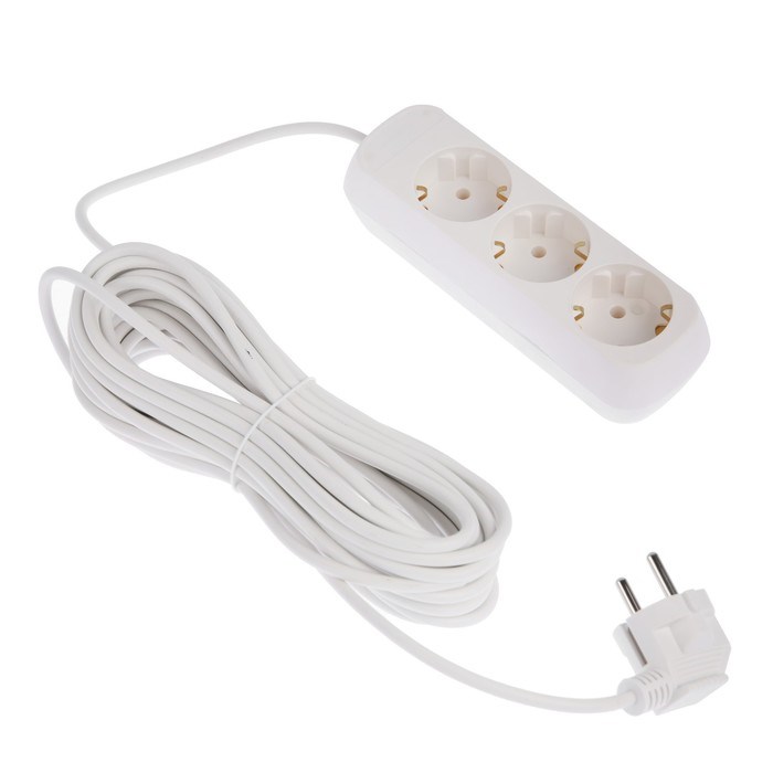 Удлинитель Luazon Lighting ECO 3 розетки, 10 м, 10 А, 2200 Вт, ПВС 3х0.75 мм2, с з/к, белый - фото 51397622 Удлинитель Luazon Lighting ECO 3 розетки, 10 м, 10 А, 2200 Вт, ПВС 3х0.75 мм2, с з/к, белый - фото 51397622