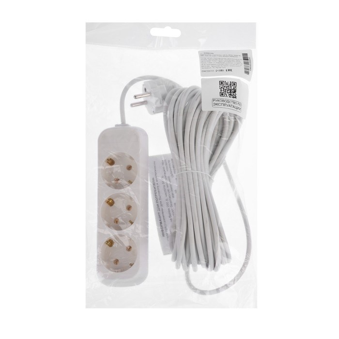 Удлинитель Luazon Lighting ECO 3 розетки, 10 м, 10 А, 2200 Вт, ПВС 3х0.75 мм2, с з/к, белый - фото 51397623 Удлинитель Luazon Lighting ECO 3 розетки, 10 м, 10 А, 2200 Вт, ПВС 3х0.75 мм2, с з/к, белый - фото 51397623