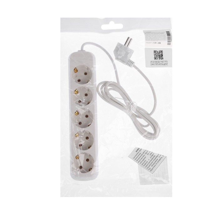 Удлинитель Luazon Lighting ECO,5 розеток,2 м,10 А,2200 Вт,ПВС 3х0.75мм2, с з/к белый - фото 51397634 Удлинитель Luazon Lighting ECO,5 розеток,2 м,10 А,2200 Вт,ПВС 3х0.75мм2, с з/к белый - фото 51397634