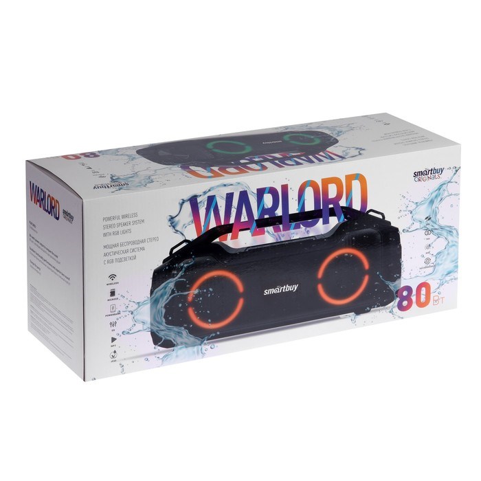 Портативная колонка Smartbuy WARLORD, 80 Вт, 3600мАч, BT, microSD, USB, AUX, RGB, черная - фото 51397693 Портативная колонка Smartbuy WARLORD, 80 Вт, 3600мАч, BT, microSD, USB, AUX, RGB, черная - фото 51397693