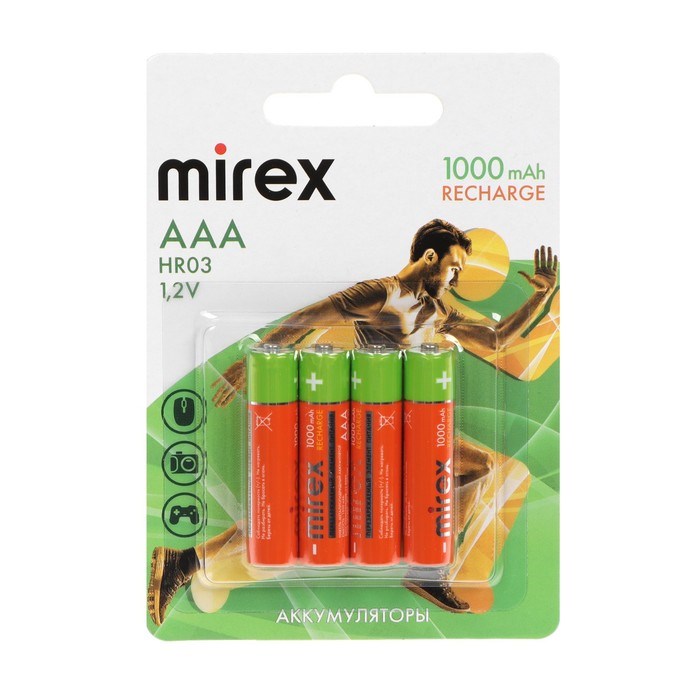 Аккумулятор Mirex, Ni-Mh, AAA, HR03-4BL, 1.2В, 1000 мАч, блистер, 4 шт. - фото 51397696 Аккумулятор Mirex, Ni-Mh, AAA, HR03-4BL, 1.2В, 1000 мАч, блистер, 4 шт. - фото 51397696