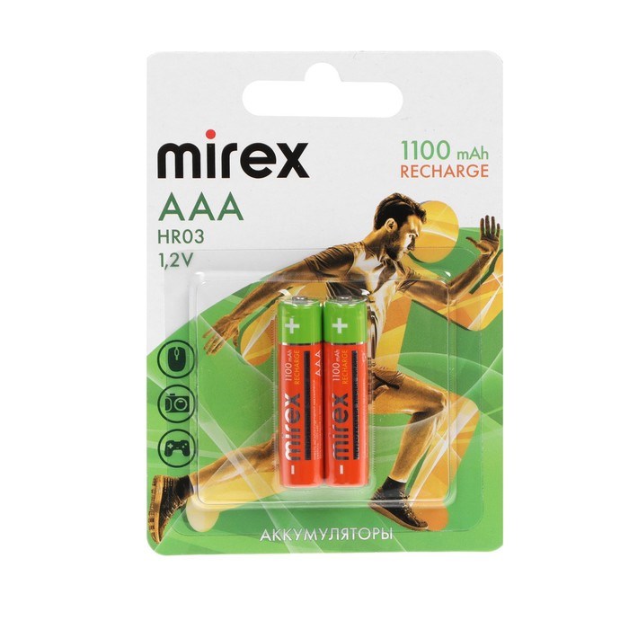 Аккумулятор Mirex, Ni-Mh, AAA, HR03-2BL, 1.2В, 1100 мАч, блистер, 2 шт. - фото 51397698 Аккумулятор Mirex, Ni-Mh, AAA, HR03-2BL, 1.2В, 1100 мАч, блистер, 2 шт. - фото 51397698
