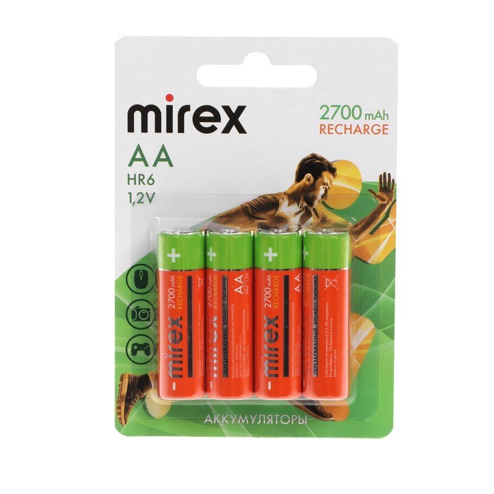 Аккумулятор Mirex, Ni-Mh, AA, HR6-4BL, 1.2В, 2700 мАч, блистер, 4 шт. - фото 51397700 Аккумулятор Mirex, Ni-Mh, AA, HR6-4BL, 1.2В, 2700 мАч, блистер, 4 шт. - фото 51397700