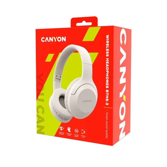 Наушники Canyon CNS-CBTHS3BE, полноразмерные, микрофон, BT 5.1, 300 мАч, бежевые - фото 51397826 Наушники Canyon CNS-CBTHS3BE, полноразмерные, микрофон, BT 5.1, 300 мАч, бежевые - фото 51397826