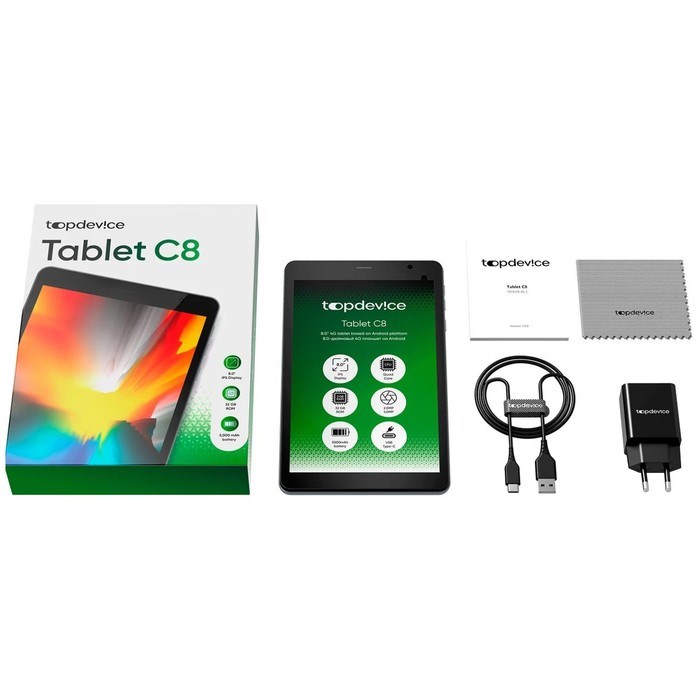 Планшет Topdevice Tablet C8, 8", IPS,800x1280, 2.1 ГГц, 3+32 Гб, 5+2 Мп, BT 5.1, And.11, SIM - фото 51397907 Планшет Topdevice Tablet C8, 8", IPS,800x1280, 2.1 ГГц, 3+32 Гб, 5+2 Мп, BT 5.1, And.11, SIM - фото 51397907