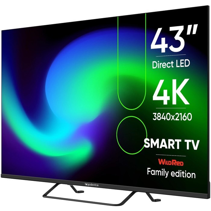 Телевизор Topdevice TDTV43BS05U,43",3840x2160, DV3-Т/T2/C/S/S2, HDMI3, USB2, SmartTV,черный - фото 51397922 Телевизор Topdevice TDTV43BS05U,43",3840x2160, DV3-Т/T2/C/S/S2, HDMI3, USB2, SmartTV,черный - фото 51397922