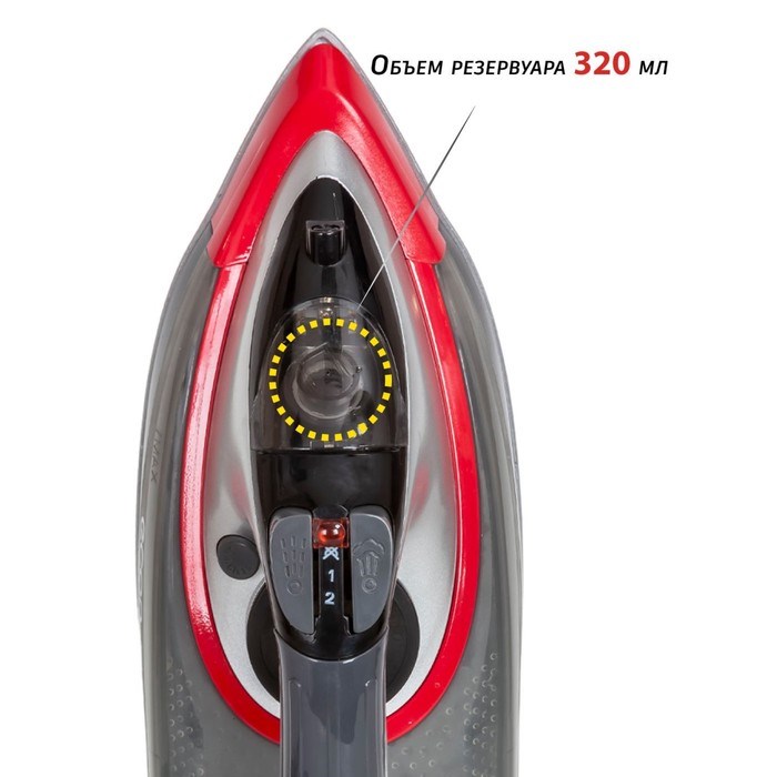 Утюг ECO-BI2601, 2600 Вт, керамическая подошва, 45 г/мин, 320 мл, цвет серый с красным - фото 51397991 Утюг ECO-BI2601, 2600 Вт, керамическая подошва, 45 г/мин, 320 мл, цвет серый с красным - фото 51397991