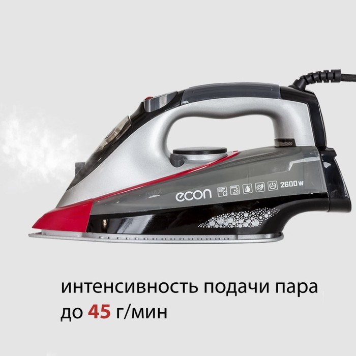 Утюг ECO-BI2601, 2600 Вт, керамическая подошва, 45 г/мин, 320 мл, цвет серый с красным - фото 51397995 Утюг ECO-BI2601, 2600 Вт, керамическая подошва, 45 г/мин, 320 мл, цвет серый с красным - фото 51397995
