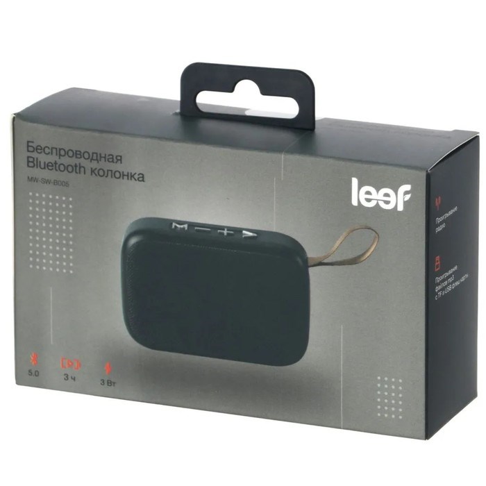 Портативная колонка LEEF MW-SW-B005, 3 Вт, BT 5.0, microSD, USB, FM, 300 мАч, черная - фото 51398158 Портативная колонка LEEF MW-SW-B005, 3 Вт, BT 5.0, microSD, USB, FM, 300 мАч, черная - фото 51398158