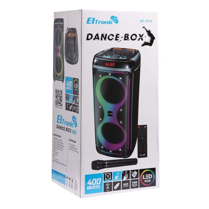 Портативная колонка ELTRONIC DANCE BOX 400, 40 Вт, USB, FM, microSD, AUX, TWS, подсветка - фото 51398261 Портативная колонка ELTRONIC DANCE BOX 400, 40 Вт, USB, FM, microSD, AUX, TWS, подсветка - фото 51398261