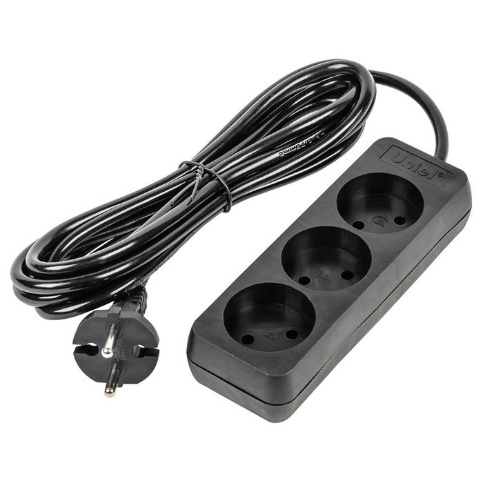 Удлинитель Uniel серии Ultra, 3м, 3 гнезда, 10 A, б/з, Черный, S-CU3-3 BLACK - фото 51398320 Удлинитель Uniel серии Ultra, 3м, 3 гнезда, 10 A, б/з, Черный, S-CU3-3 BLACK - фото 51398320