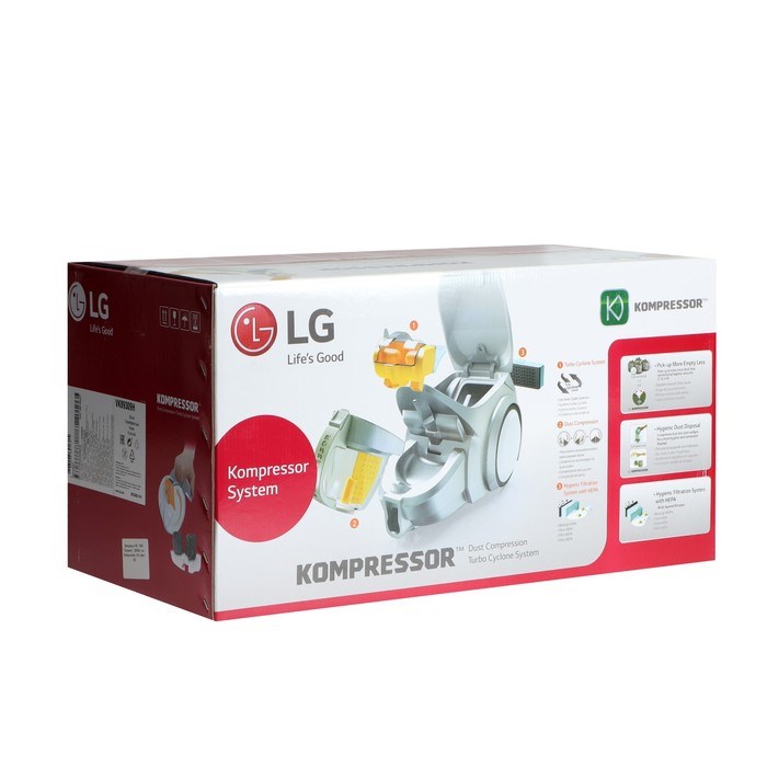 Пылесос LG VK89309H, 2000/420 Вт, 1.2 л, 3 насадки, 6.3 м, серебристый - фото 51398396 Пылесос LG VK89309H, 2000/420 Вт, 1.2 л, 3 насадки, 6.3 м, серебристый - фото 51398396