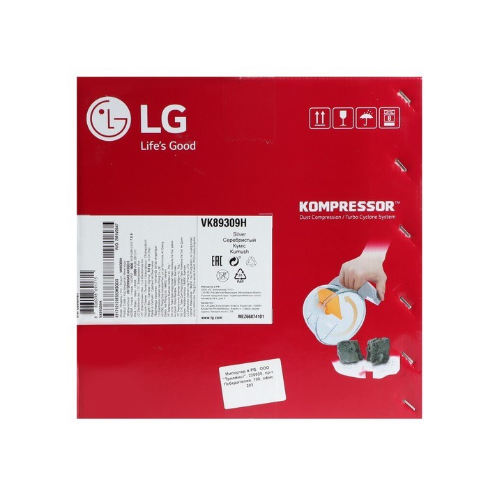 Пылесос LG VK89309H, 2000/420 Вт, 1.2 л, 3 насадки, 6.3 м, серебристый - фото 51398397 Пылесос LG VK89309H, 2000/420 Вт, 1.2 л, 3 насадки, 6.3 м, серебристый - фото 51398397