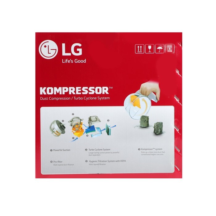 Пылесос LG VK89309H, 2000/420 Вт, 1.2 л, 3 насадки, 6.3 м, серебристый - фото 51398398 Пылесос LG VK89309H, 2000/420 Вт, 1.2 л, 3 насадки, 6.3 м, серебристый - фото 51398398