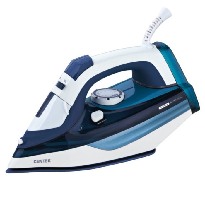 Утюг Centek CT-2319, 2400 Вт, керамика, 480 мл, капля-стоп, пар. удар, бело-синий - фото 51398434 Утюг Centek CT-2319, 2400 Вт, керамика, 480 мл, капля-стоп, пар. удар, бело-синий - фото 51398434