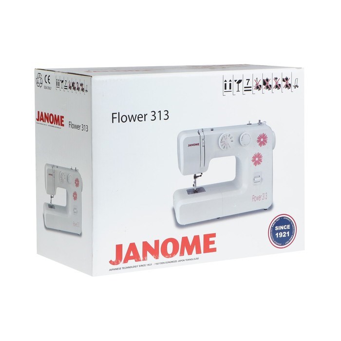 Швейная машина Janome Flower 313, 70 Вт, 15 операции, полуавтомат, белая - фото 51398766 Швейная машина Janome Flower 313, 70 Вт, 15 операции, полуавтомат, белая - фото 51398766