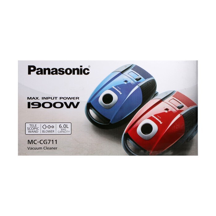 Пылесос PANASONIC MC-CG711A, мешок, 1900/350 Вт, 6 л, 65 дБ, шнур 5 м, синий - фото 51399389 Пылесос PANASONIC MC-CG711A, мешок, 1900/350 Вт, 6 л, 65 дБ, шнур 5 м, синий - фото 51399389