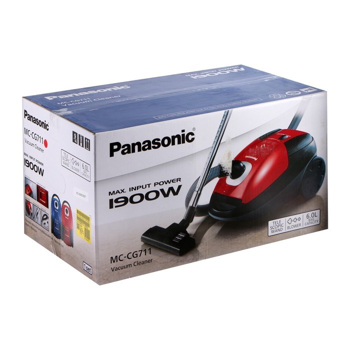 Пылесос PANASONIC MC-CG711R, мешок, 1900/350 Вт, 6 л, 65 дБ, шнур 5 м, красный - фото 51399405 Пылесос PANASONIC MC-CG711R, мешок, 1900/350 Вт, 6 л, 65 дБ, шнур 5 м, красный - фото 51399405
