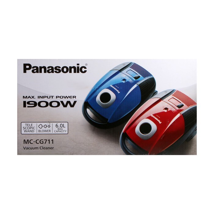 Пылесос PANASONIC MC-CG711R, мешок, 1900/350 Вт, 6 л, 65 дБ, шнур 5 м, красный - фото 51399406 Пылесос PANASONIC MC-CG711R, мешок, 1900/350 Вт, 6 л, 65 дБ, шнур 5 м, красный - фото 51399406