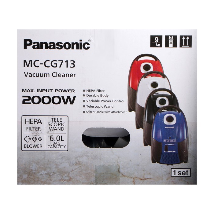 Пылесос PANASONIC MC-CG713A, мешок, 2000 Вт, 6 л, 65 дБ, шнур 5 м, синий - фото 51399424 Пылесос PANASONIC MC-CG713A, мешок, 2000 Вт, 6 л, 65 дБ, шнур 5 м, синий - фото 51399424