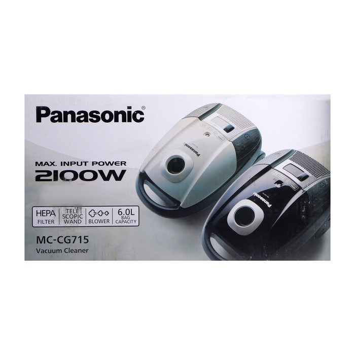 Пылесос PANASONIC MC-CG715 K, мешок, 2100 Вт, 6 л, 65 дБ, шнур 5 м, чёрный - фото 51399473 Пылесос PANASONIC MC-CG715 K, мешок, 2100 Вт, 6 л, 65 дБ, шнур 5 м, чёрный - фото 51399473