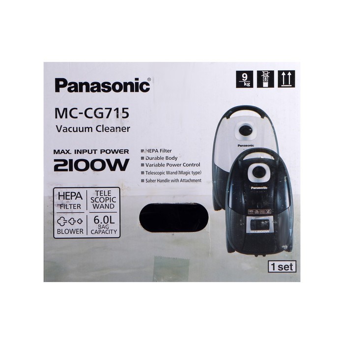 Пылесос PANASONIC MC-CG715 K, мешок, 2100 Вт, 6 л, 65 дБ, шнур 5 м, чёрный - фото 51399474 Пылесос PANASONIC MC-CG715 K, мешок, 2100 Вт, 6 л, 65 дБ, шнур 5 м, чёрный - фото 51399474