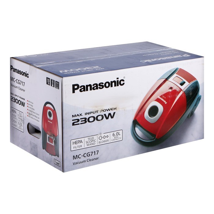 Пылесос PANASONIC MC-CG717R, мешок, 2300 Вт, 6 л, шнур 5 м, красный - фото 51399503 Пылесос PANASONIC MC-CG717R, мешок, 2300 Вт, 6 л, шнур 5 м, красный - фото 51399503