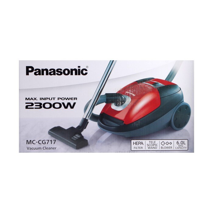Пылесос PANASONIC MC-CG717R, мешок, 2300 Вт, 6 л, шнур 5 м, красный - фото 51399504 Пылесос PANASONIC MC-CG717R, мешок, 2300 Вт, 6 л, шнур 5 м, красный - фото 51399504