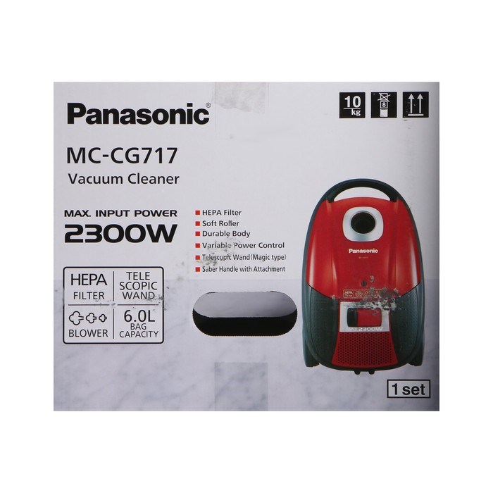 Пылесос PANASONIC MC-CG717R, мешок, 2300 Вт, 6 л, шнур 5 м, красный - фото 51399506 Пылесос PANASONIC MC-CG717R, мешок, 2300 Вт, 6 л, шнур 5 м, красный - фото 51399506