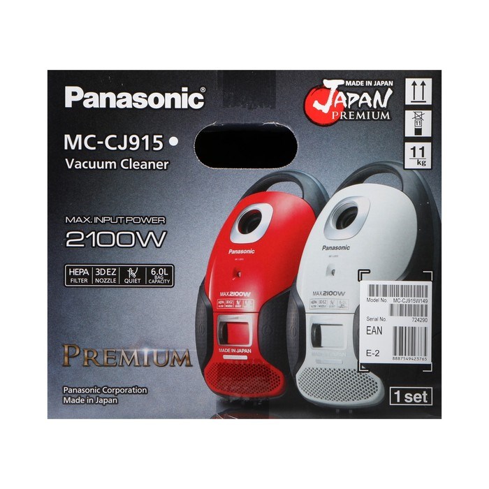 Пылесос PANASONIC MC-CJ915W, мешок, 2100 Вт, 6 л, 63 дБ, шнур 5 м, белый - фото 51399575 Пылесос PANASONIC MC-CJ915W, мешок, 2100 Вт, 6 л, 63 дБ, шнур 5 м, белый - фото 51399575