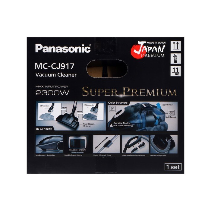 Пылесос PANASONIC MC-CJ917K, мешок, 2300 Вт, 6 л, 60 дБ, чёрный - фото 51399590 Пылесос PANASONIC MC-CJ917K, мешок, 2300 Вт, 6 л, 60 дБ, чёрный - фото 51399590