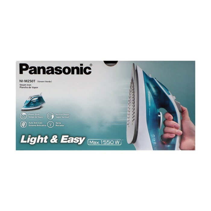 Утюг PANASONIC NI-M 250TGTV GREEN, 1550 Вт, 15 г/мин, пар удар 75 г/мин, 210 мл, бирюзовый - фото 51399759 Утюг PANASONIC NI-M 250TGTV GREEN, 1550 Вт, 15 г/мин, пар удар 75 г/мин, 210 мл, бирюзовый - фото 51399759