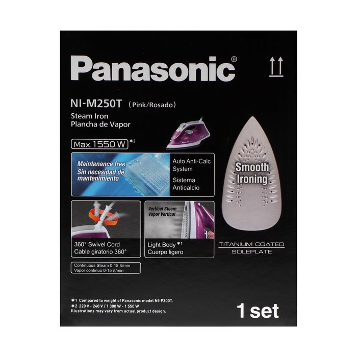 Утюг PANASONIC NI-M 250TPTV PINK, 1550 Вт, 15 г/мин, пар удар 75 г/мин, 210 мл, шнур 1.8 м - фото 51399764 Утюг PANASONIC NI-M 250TPTV PINK, 1550 Вт, 15 г/мин, пар удар 75 г/мин, 210 мл, шнур 1.8 м - фото 51399764