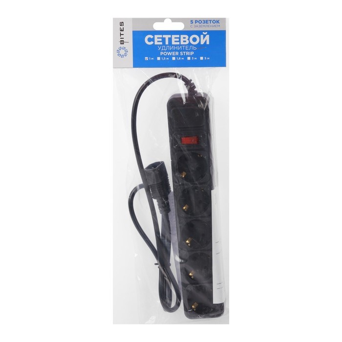 Сетевой удлинитель 5bites SP5B-110U 5S, 5 розеток, 1 м, 10 А, 3х0.75 мм2, с выкл., черный - фото 51399848 Сетевой удлинитель 5bites SP5B-110U 5S, 5 розеток, 1 м, 10 А, 3х0.75 мм2, с выкл., черный - фото 51399848