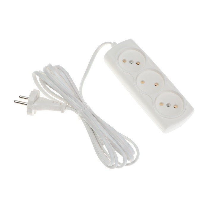 Удлинитель Luazon Lighting ECO, 3 розетки, 2.7 м, 6 А,1300 Вт,ШВВП 2х0.75 мм2,без з/к,белый - фото 51399886 Удлинитель Luazon Lighting ECO, 3 розетки, 2.7 м, 6 А,1300 Вт,ШВВП 2х0.75 мм2,без з/к,белый - фото 51399886