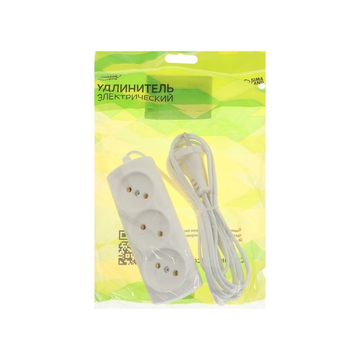 Удлинитель Luazon Lighting ECO, 3 розетки, 2.7 м, 6 А,1300 Вт,ШВВП 2х0.75 мм2,без з/к,белый - фото 51399888 Удлинитель Luazon Lighting ECO, 3 розетки, 2.7 м, 6 А,1300 Вт,ШВВП 2х0.75 мм2,без з/к,белый - фото 51399888