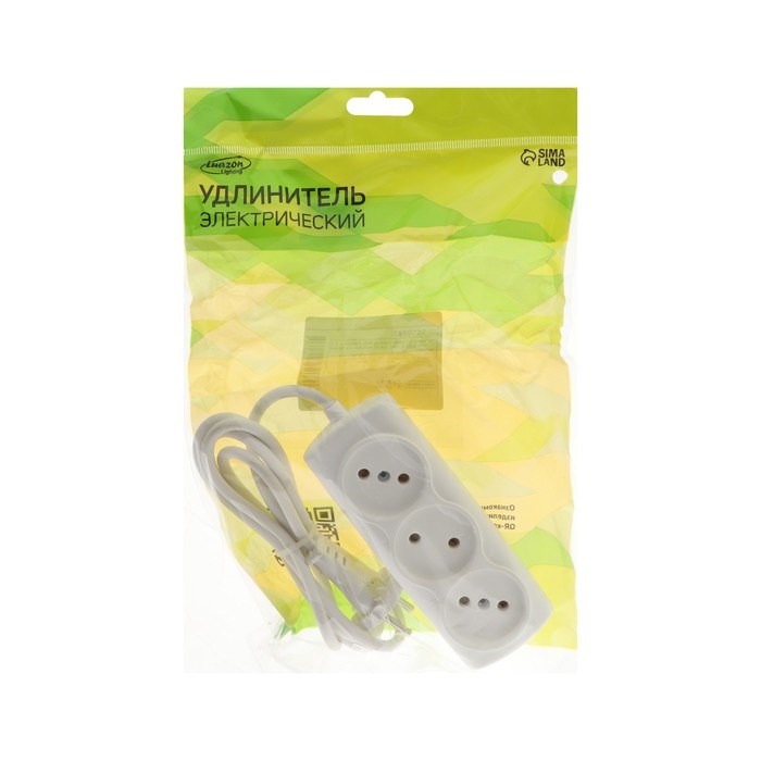 Удлинитель Luazon Lighting ECO, 3 розетки, 1.5 м, 10 А, 2200 Вт,ПВС 2х0.75 мм2,без з/к,белый - фото 51399915 Удлинитель Luazon Lighting ECO, 3 розетки, 1.5 м, 10 А, 2200 Вт,ПВС 2х0.75 мм2,без з/к,белый - фото 51399915