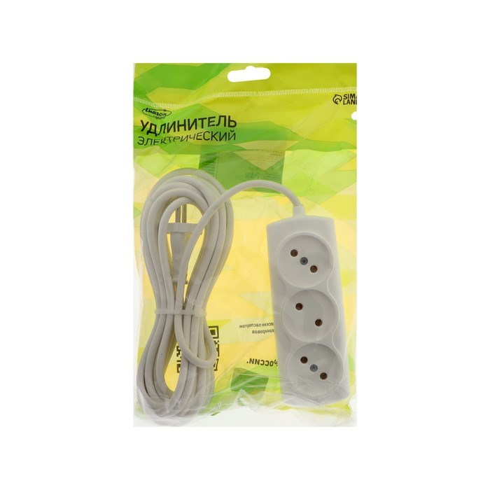 Удлинитель Luazon Lighting ECO, 3 розетки, 4.5 м, 10 А, 2200 Вт,ПВС 2х0.75 мм2,без з/к,белый - фото 51399923 Удлинитель Luazon Lighting ECO, 3 розетки, 4.5 м, 10 А, 2200 Вт,ПВС 2х0.75 мм2,без з/к,белый - фото 51399923