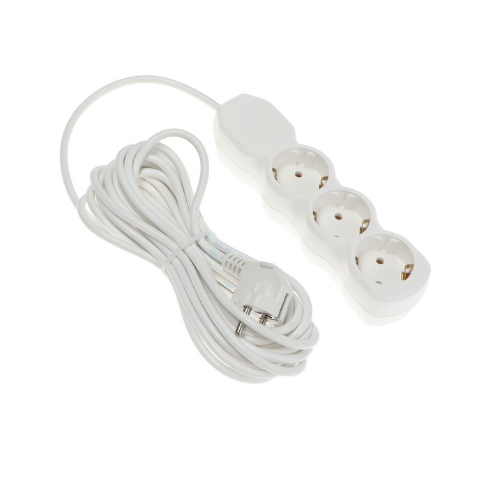 Удлинитель Luazon Lighting ECO, 3 розетки, 6 м, 10 А, 2200 Вт, ПВС 3х0.75 мм2, с з/к, белый - фото 51399939 Удлинитель Luazon Lighting ECO, 3 розетки, 6 м, 10 А, 2200 Вт, ПВС 3х0.75 мм2, с з/к, белый - фото 51399939