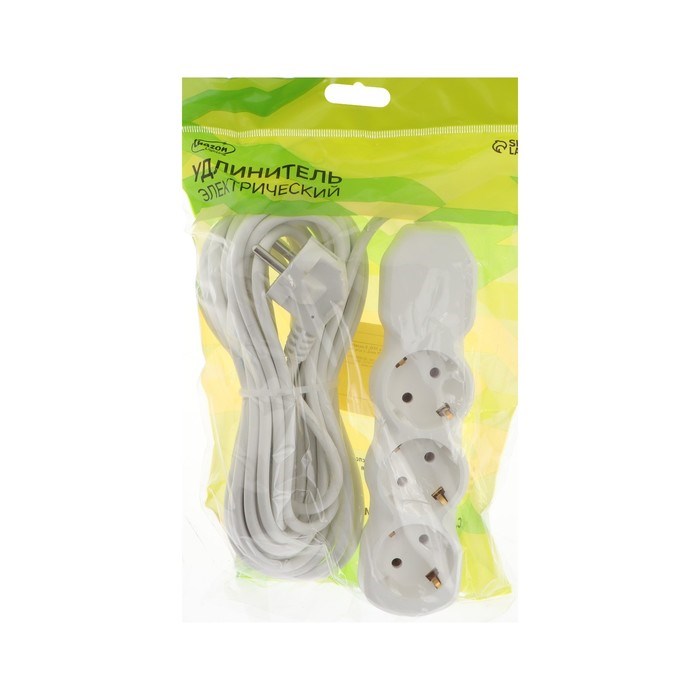 Удлинитель Luazon Lighting ECO, 3 розетки, 8 м, 10 А, 2200 Вт, ПВС 3х0.75 мм2, с з/к, белый - фото 51399945 Удлинитель Luazon Lighting ECO, 3 розетки, 8 м, 10 А, 2200 Вт, ПВС 3х0.75 мм2, с з/к, белый - фото 51399945